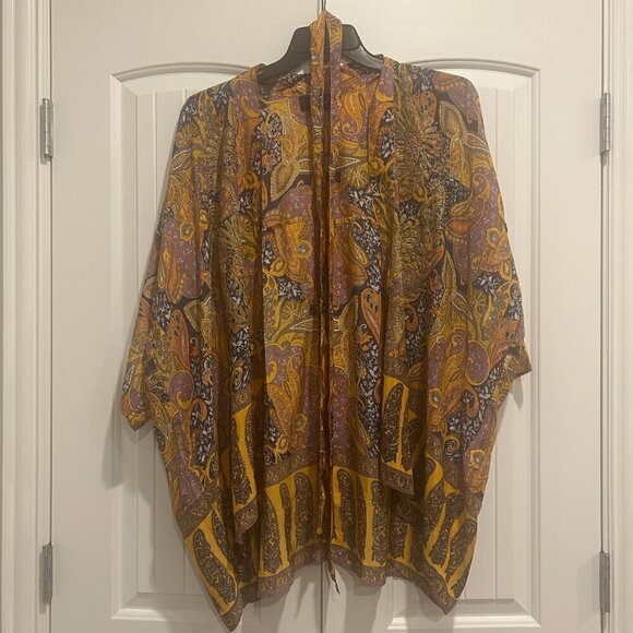 BSB Collection Yellow Orange Kimono Duster with Belt (one size fits all) - Picture 10 of 10